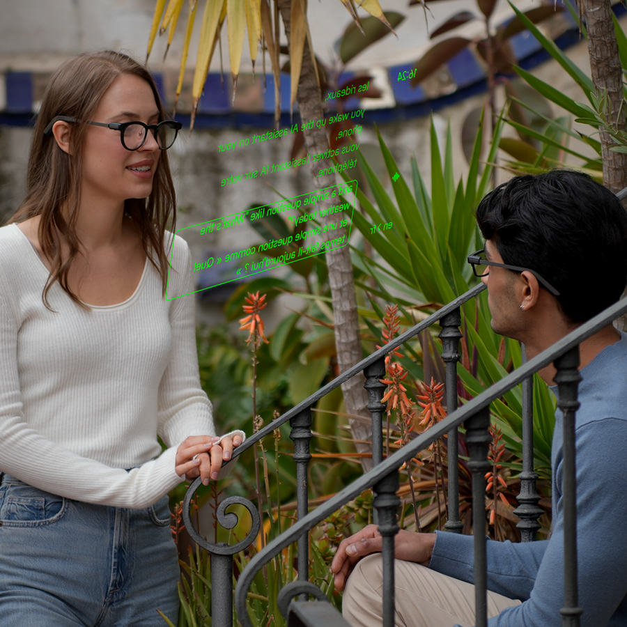 Maintaining eye contact during a real-time AI translation session.