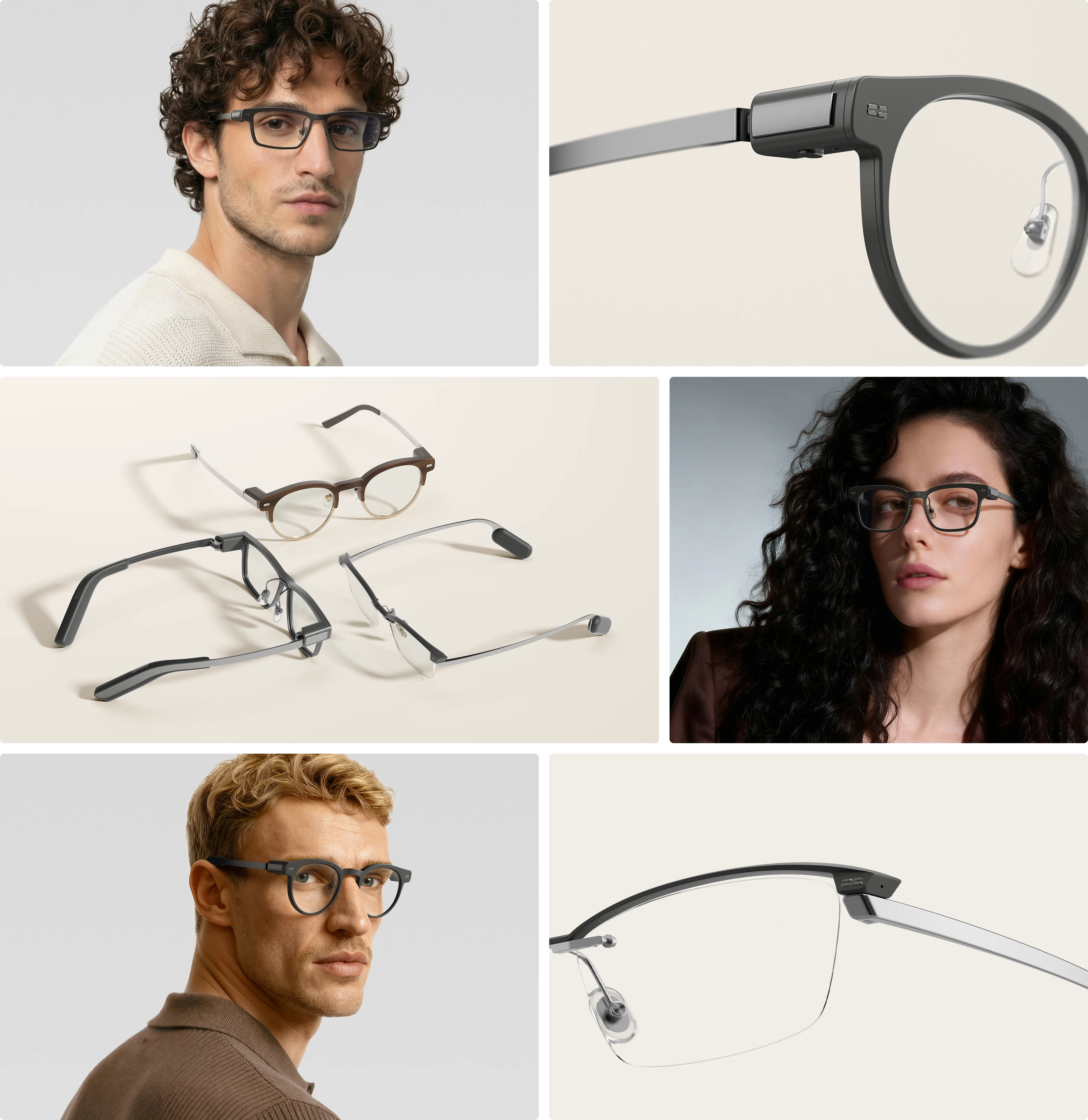 Explore Memomind AI Smart Glasses through product views and real-life wear — smart design made to fit your everyday moments.