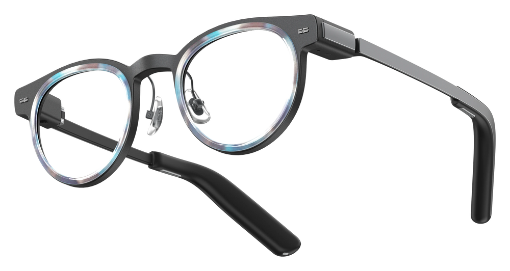 A pair of modern round-frame memomind one eyeglasses 